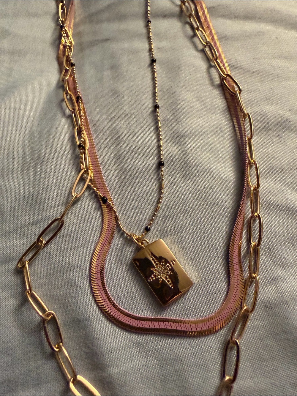 Parklane Gold Layered Cross Pendant Necklace -3 strand necklace gold